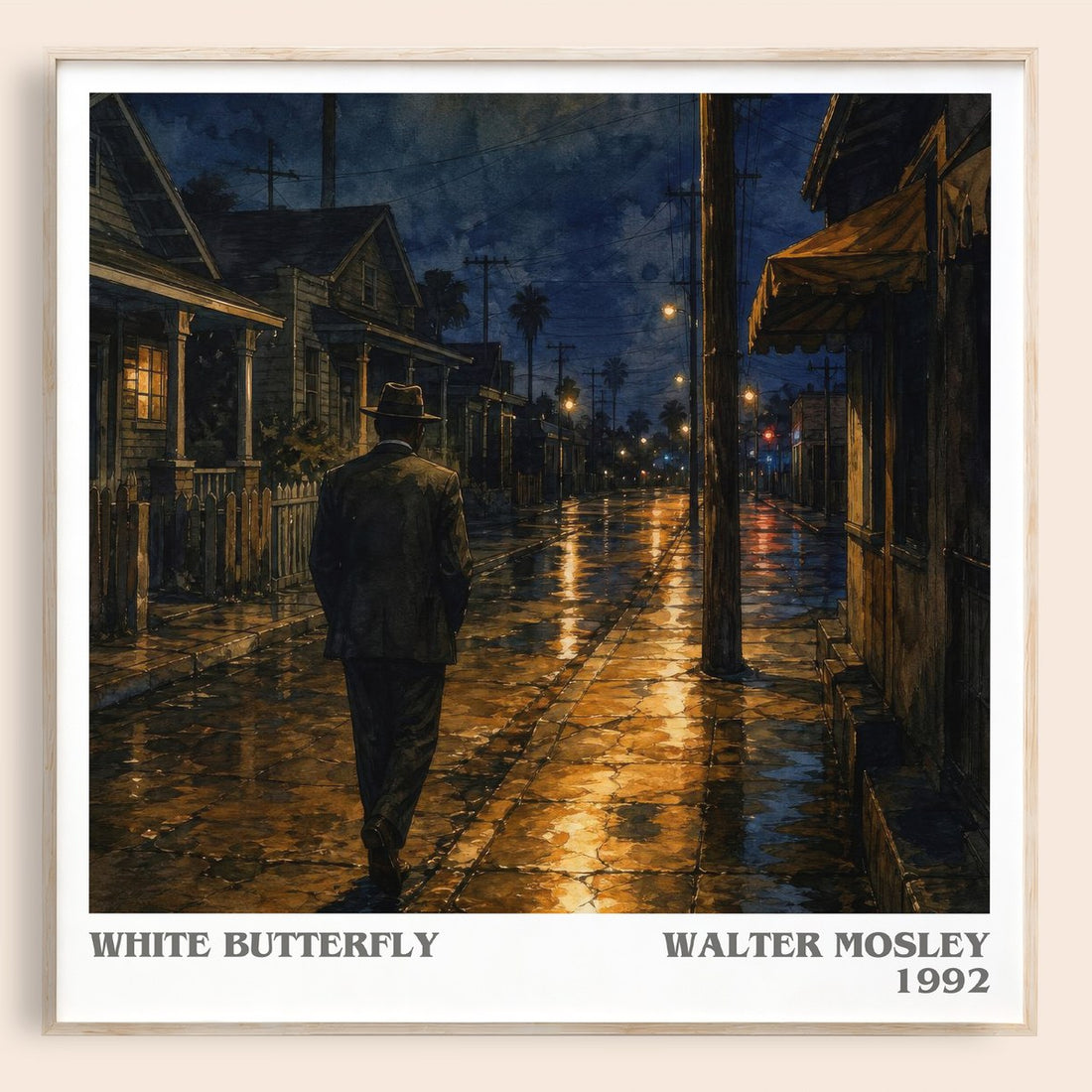 White Butterfly literary book poster by Walter Mosley – framed literary art print