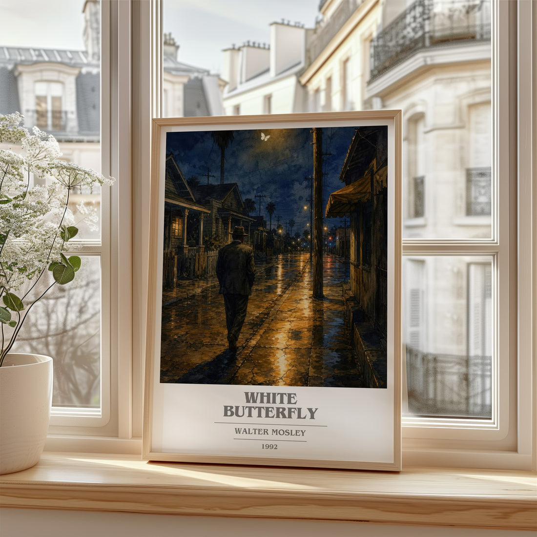 White Butterfly book cover poster colour and style options – Walter Mosley book art