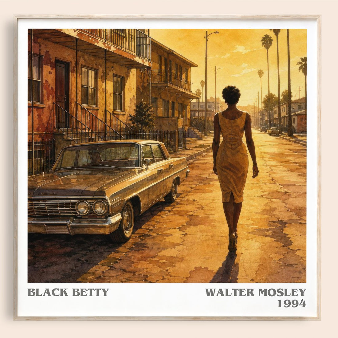 Black Betty literary book poster by Walter Mosley – framed literary art print