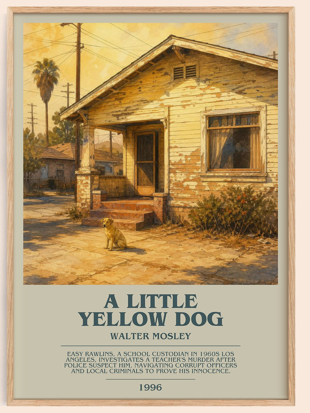 A Little Yellow Dog bookish book poster by Walter Mosley – framed literary art print