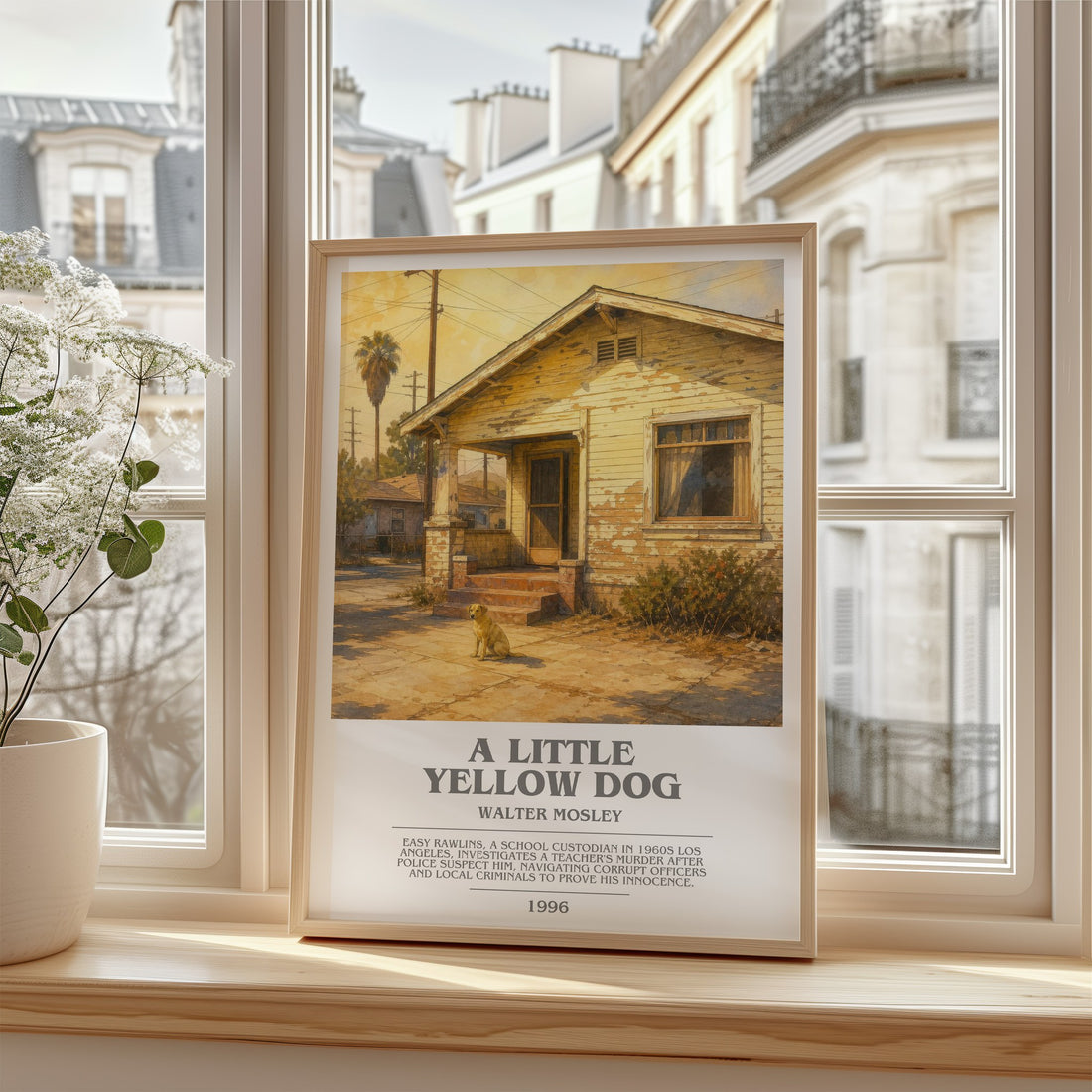 A Little Yellow Dog bookish poster colour and style options – Walter Mosley book art