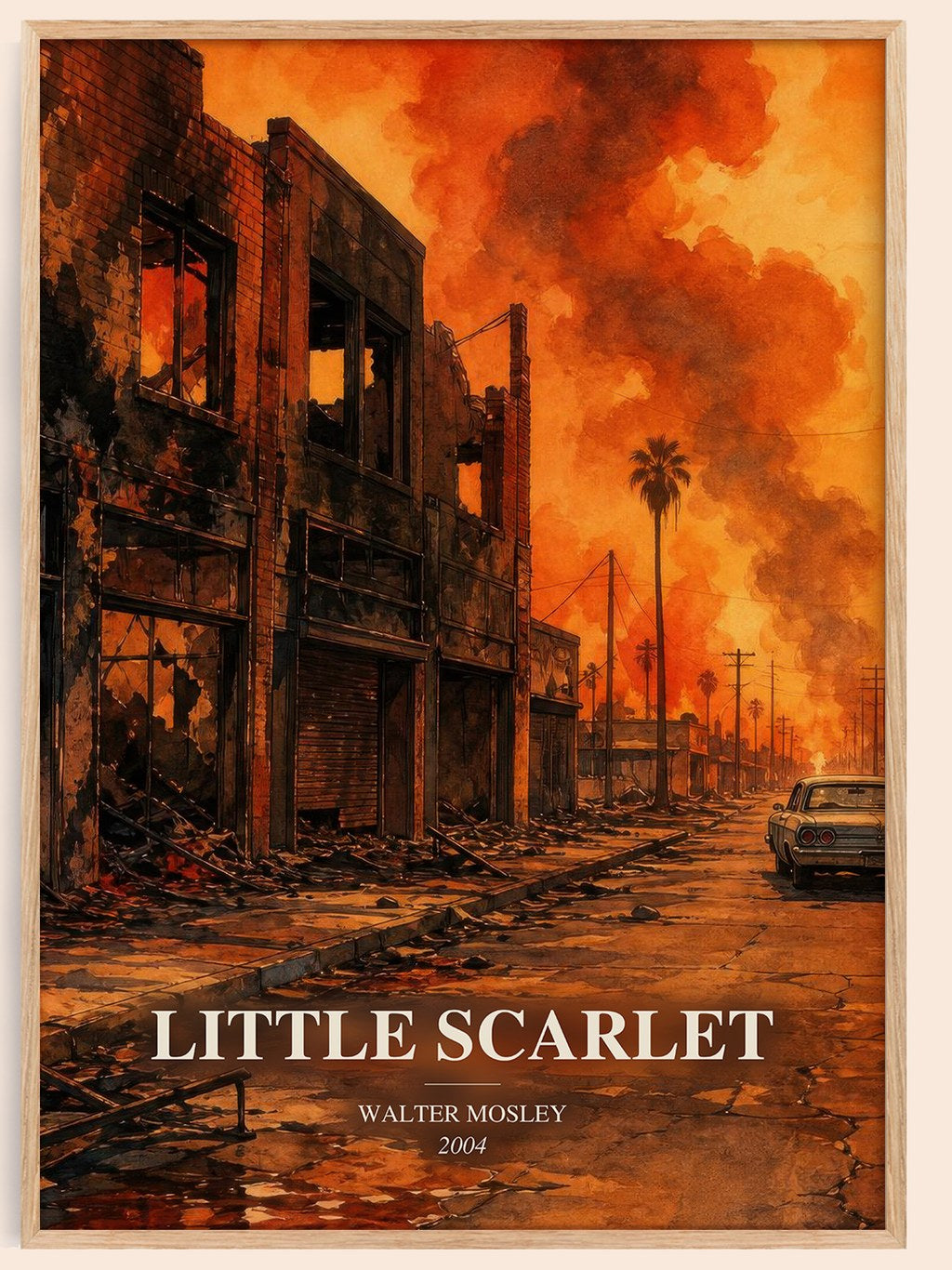 Little Scarlet watercolour book poster by Walter Mosley – framed literary art print