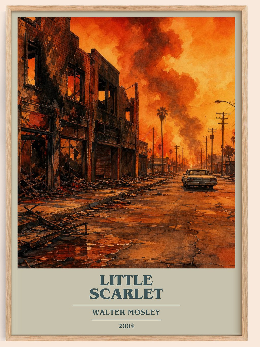 Little Scarlet book cover book poster by Walter Mosley – framed literary art print