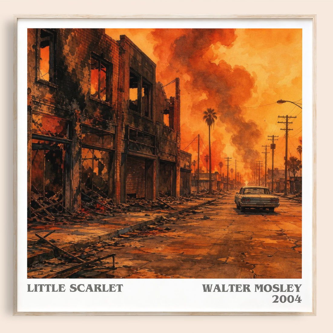 Little Scarlet literary book poster by Walter Mosley – framed literary art print