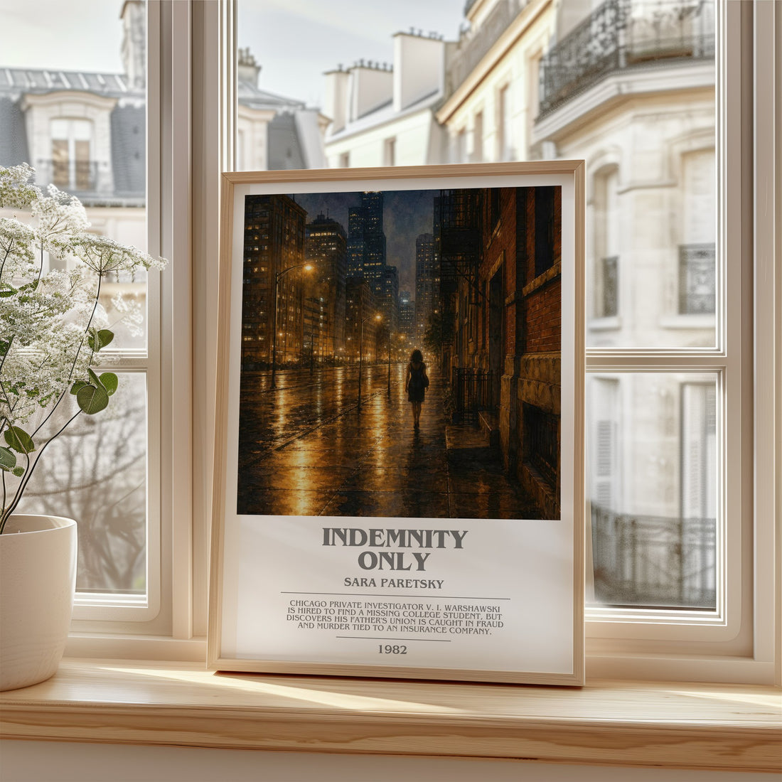 Indemnity Only bookish poster colour and style options – Sara Paretsky book art