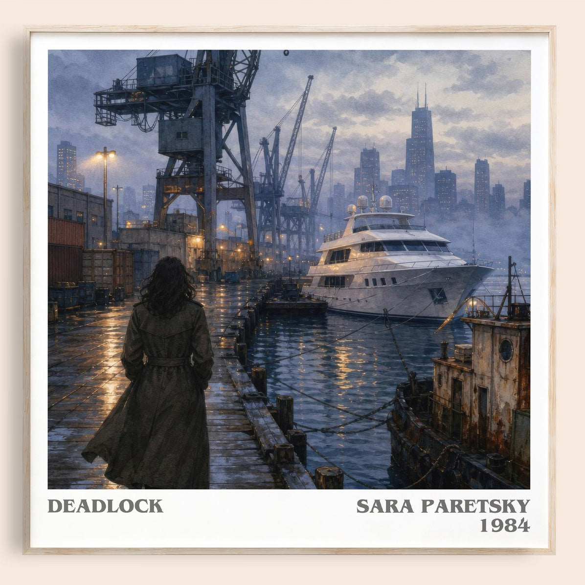 Deadlock literary book poster by Sara Paretsky – framed literary art print