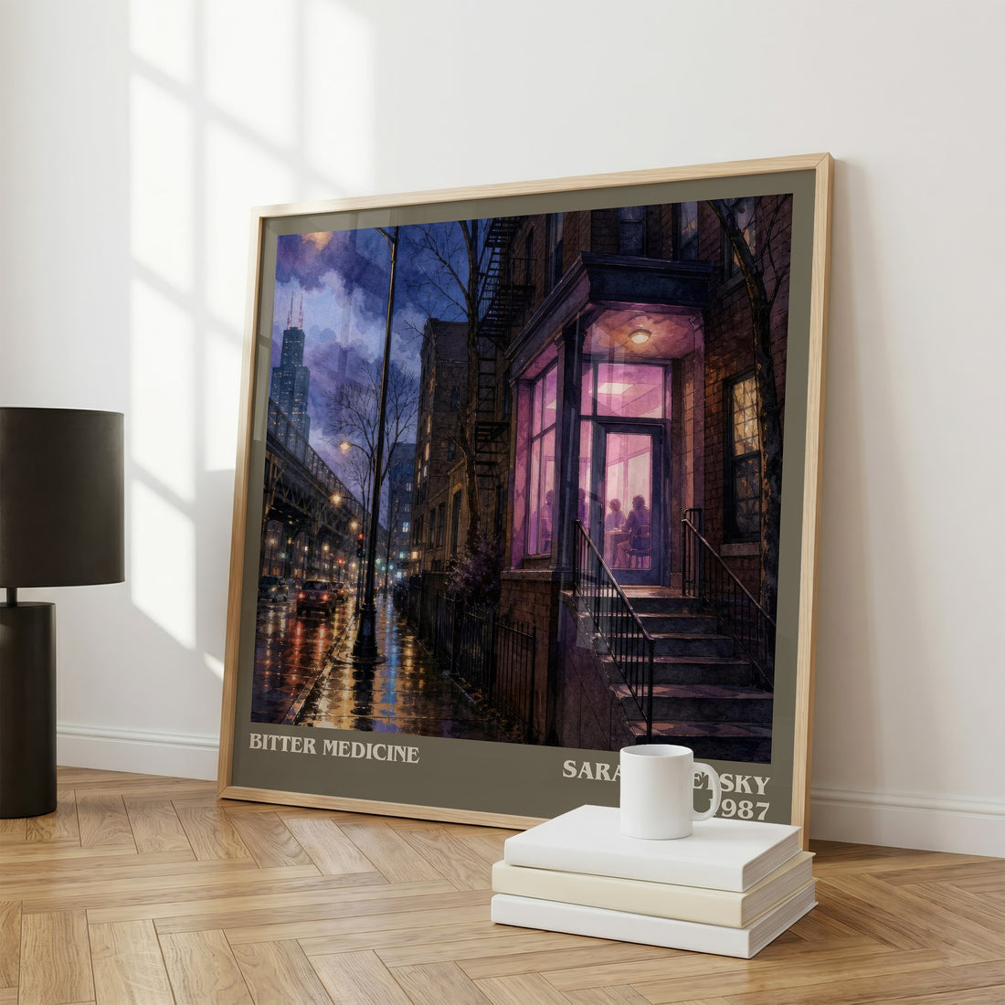 Bitter Medicine literary print framed by window – literary home decor