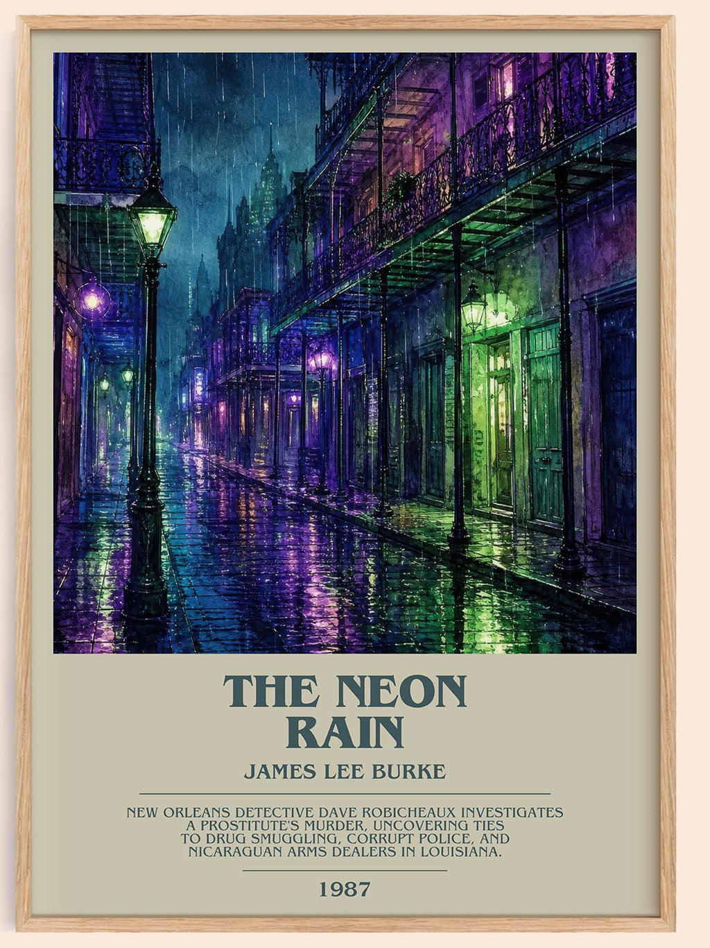 The Neon Rain bookish book poster by James Lee Burke – framed literary art print