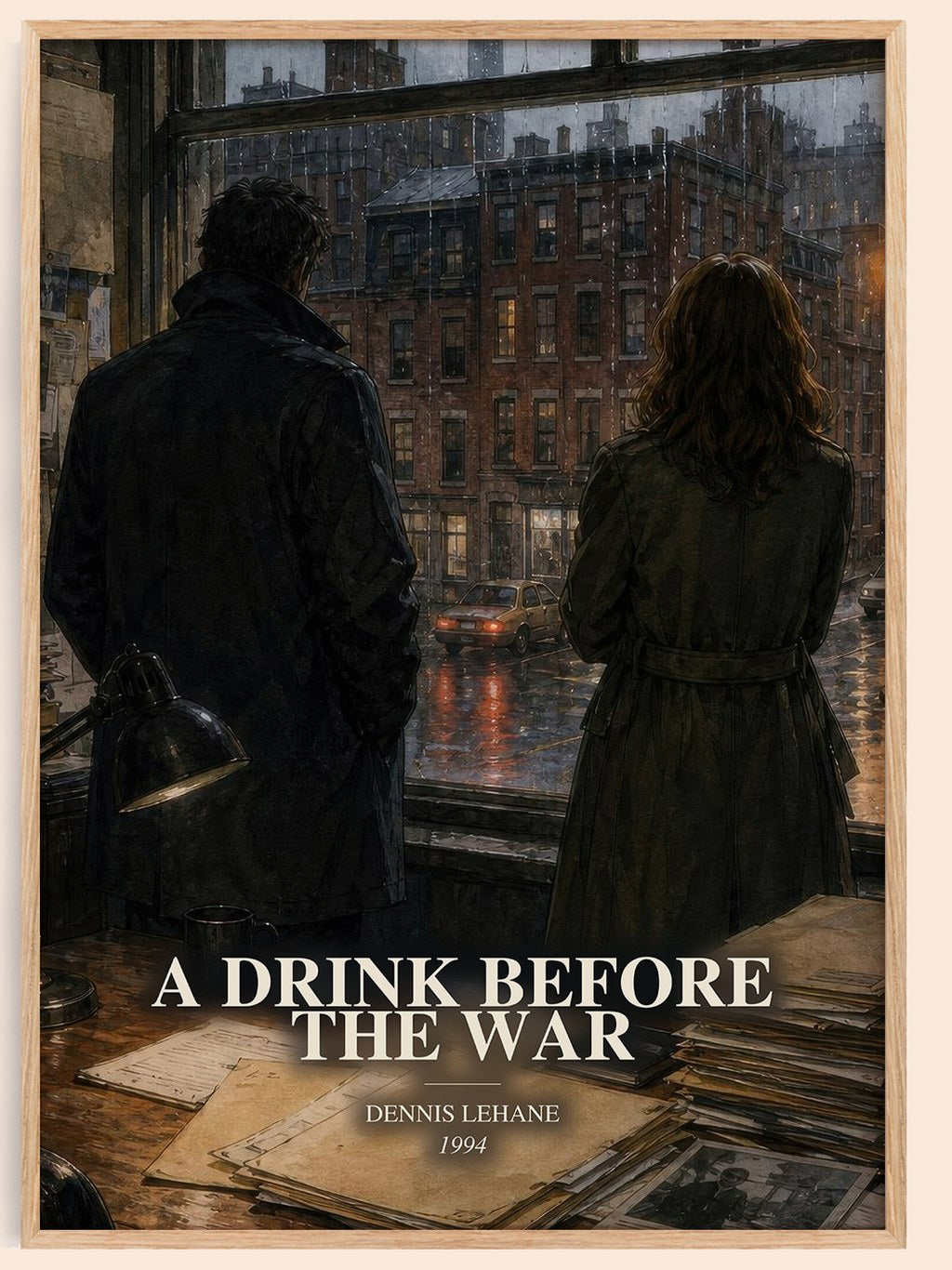 A Drink Before the War watercolour book poster by Dennis Lehane – framed literary art print