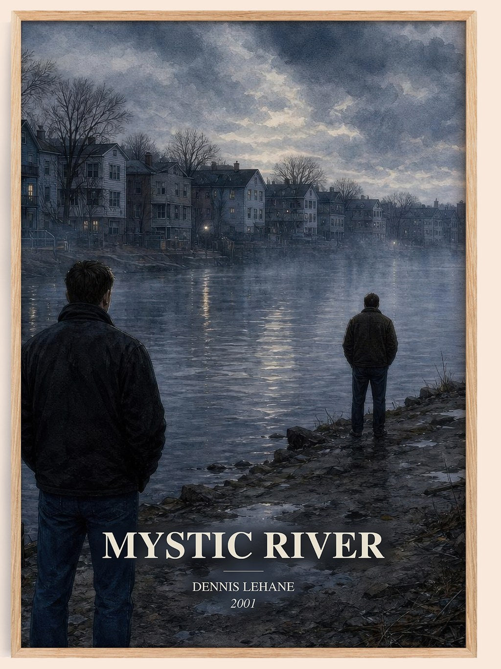 Mystic River watercolour book poster by Dennis Lehane – framed literary art print