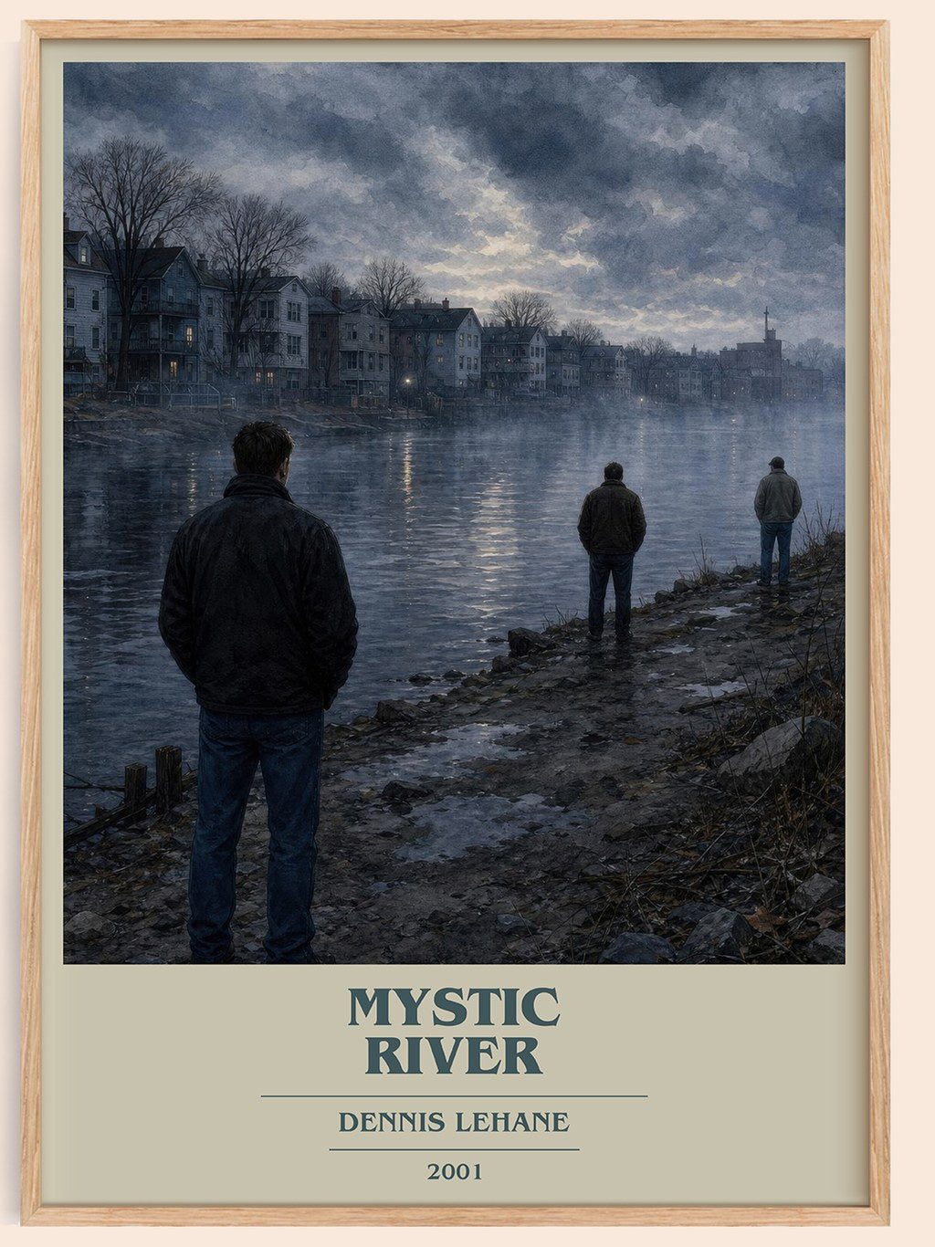 Mystic River book cover book poster by Dennis Lehane – framed literary art print