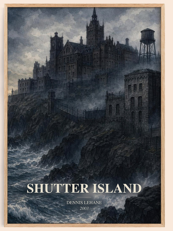 Shutter Island watercolour book poster by Dennis Lehane – framed literary art print