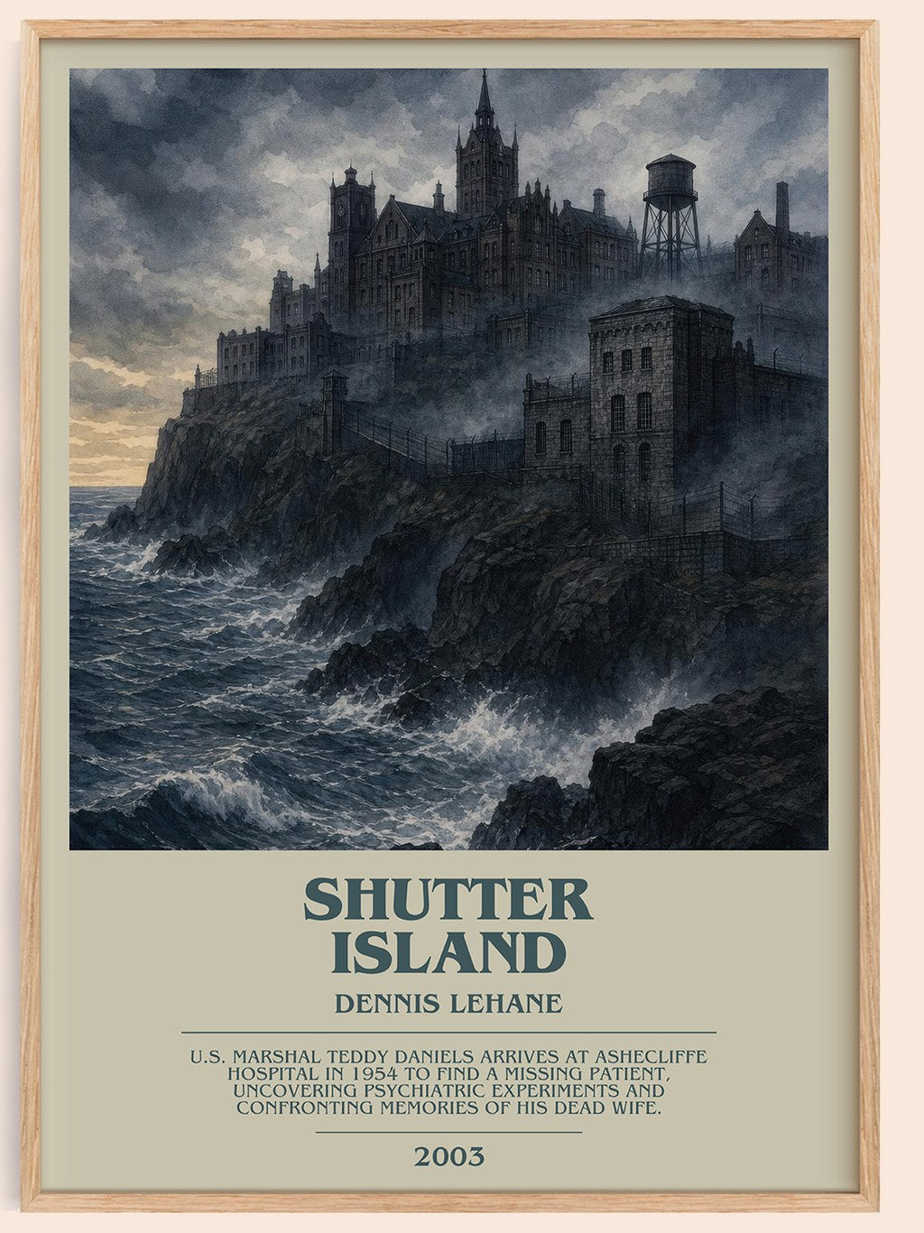 Shutter Island bookish book poster by Dennis Lehane – framed literary art print