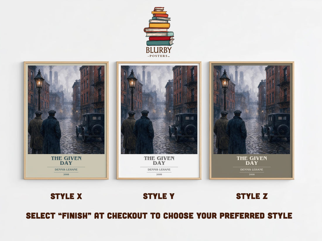 The Given Day book cover print in frame leaning in hallway – historical fiction wall art (mockup)