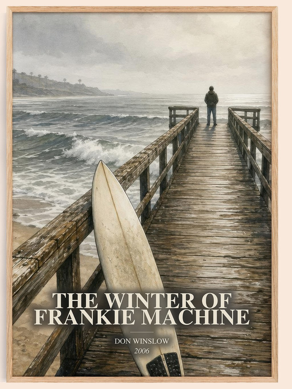 The Winter of Frankie Machine watercolour book poster by Don Winslow – framed literary art print
