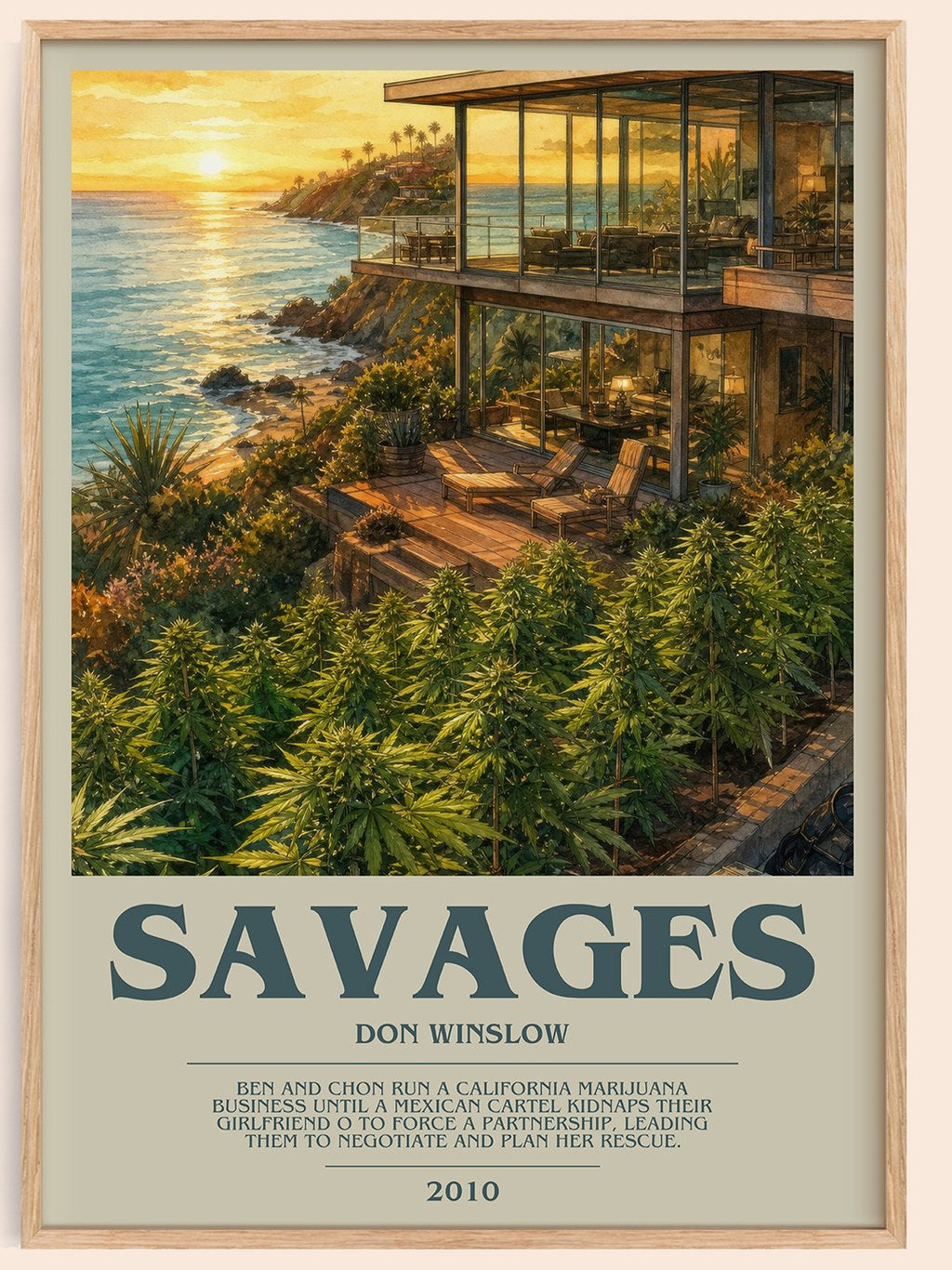 Savages bookish book poster by Don Winslow – framed literary art print