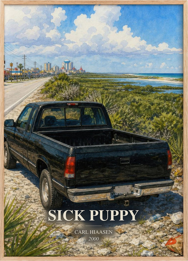 Sick Puppy Book Watercolour Illustration by Carl Hiaasen