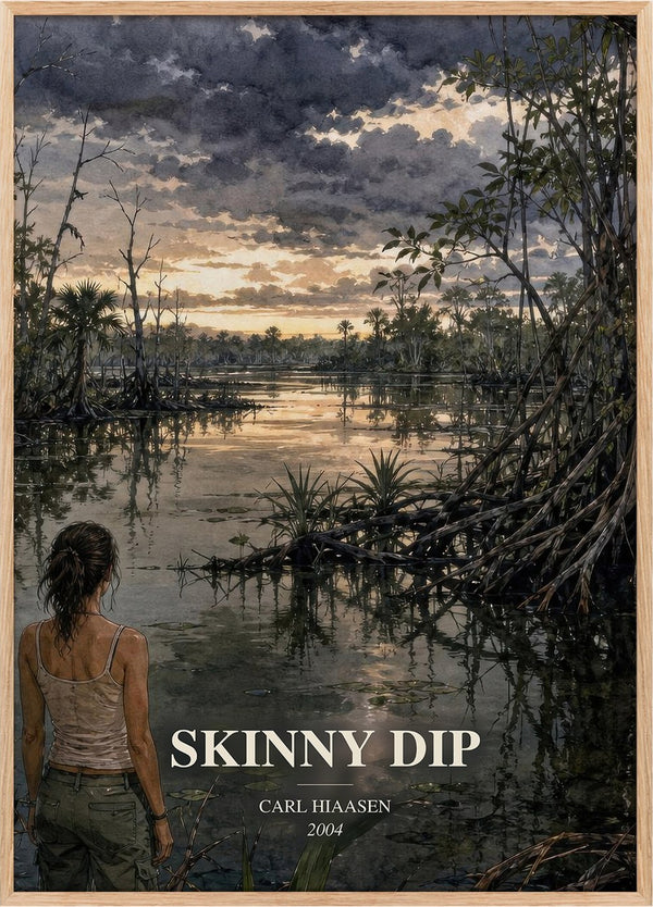 Skinny Dip Book Watercolour Illustration by Carl Hiaasen