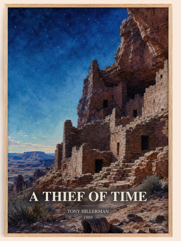 A Thief of Time watercolour book poster by Tony Hillerman – framed literary art print