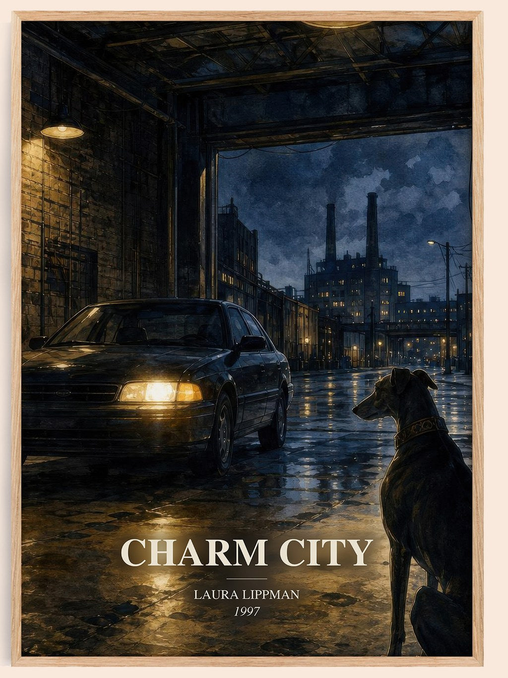 Charm City watercolour book poster by Laura Lippman – framed literary art print