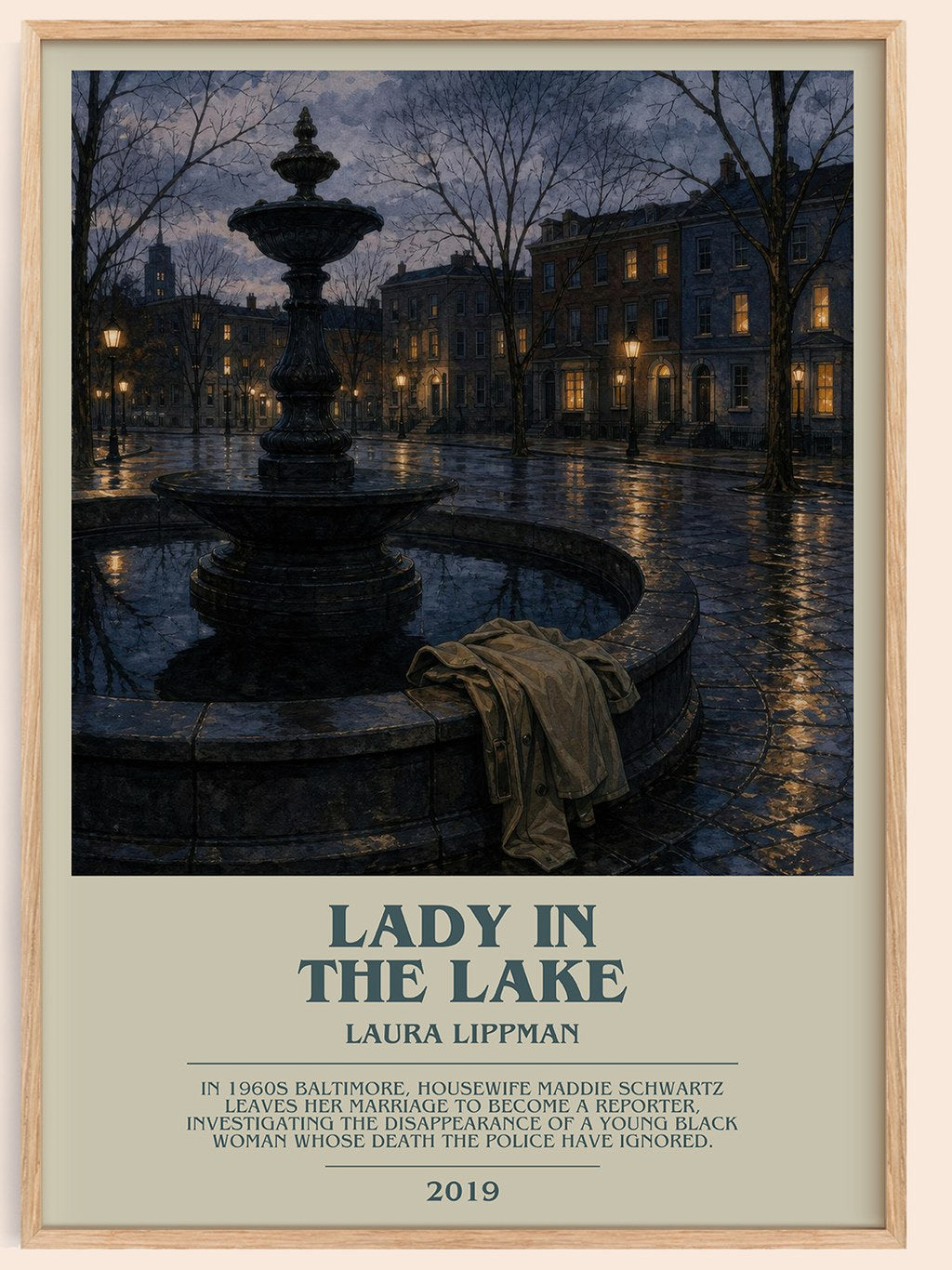 Lady in the Lake bookish book poster by Laura Lippman – framed literary art print