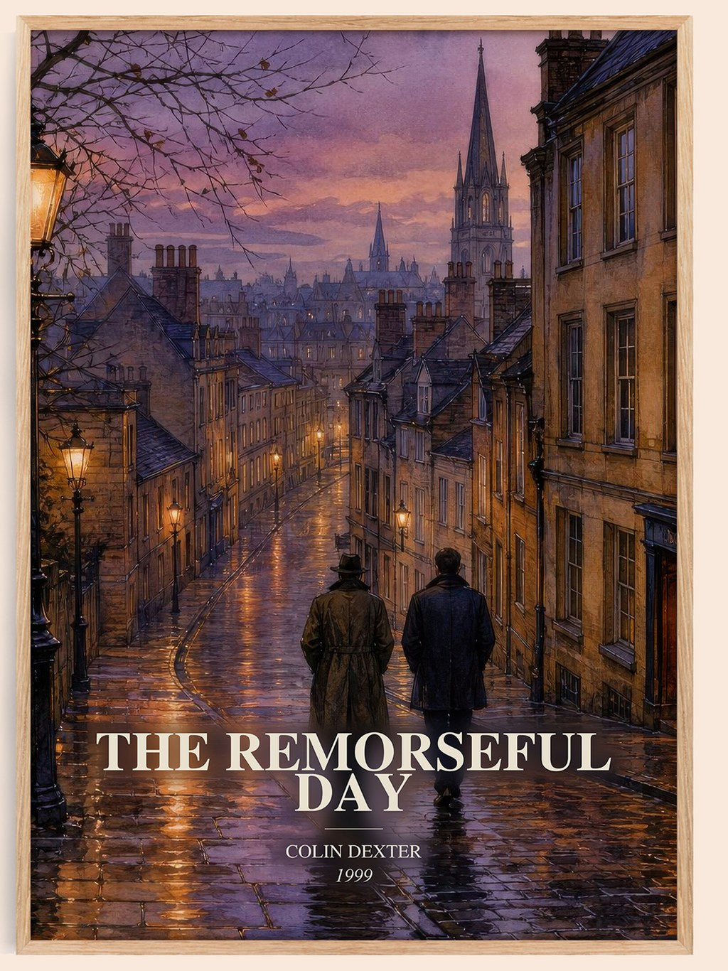 The Remorseful Day watercolour book poster by Colin Dexter – framed literary art print