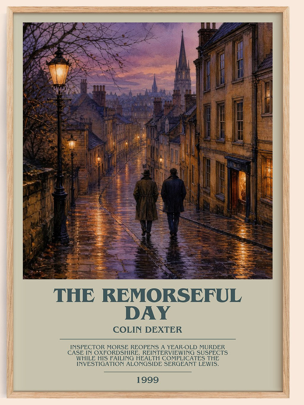 The Remorseful Day bookish book poster by Colin Dexter – framed literary art print