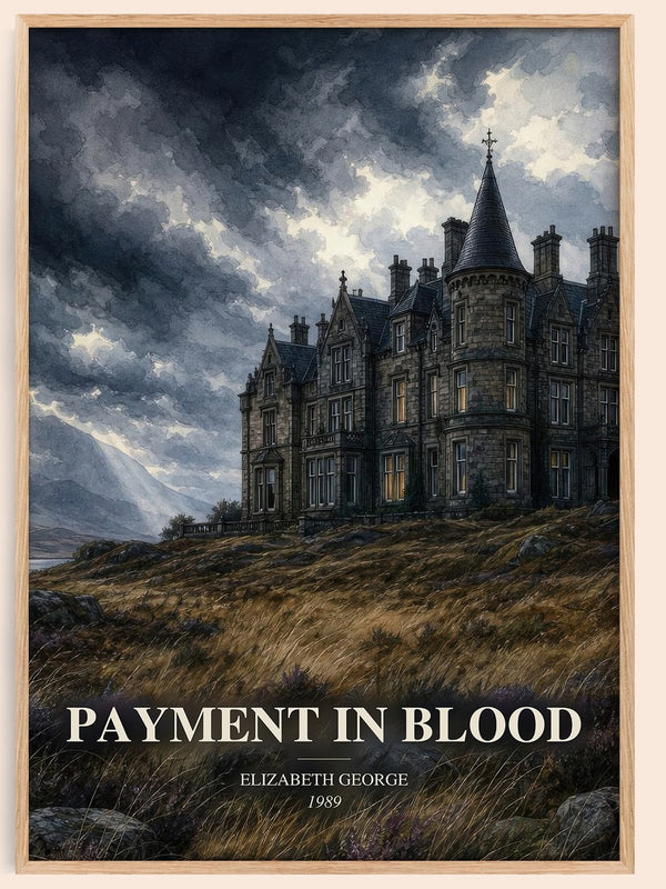 Payment in Blood watercolour book poster by Elizabeth George – framed literary art print