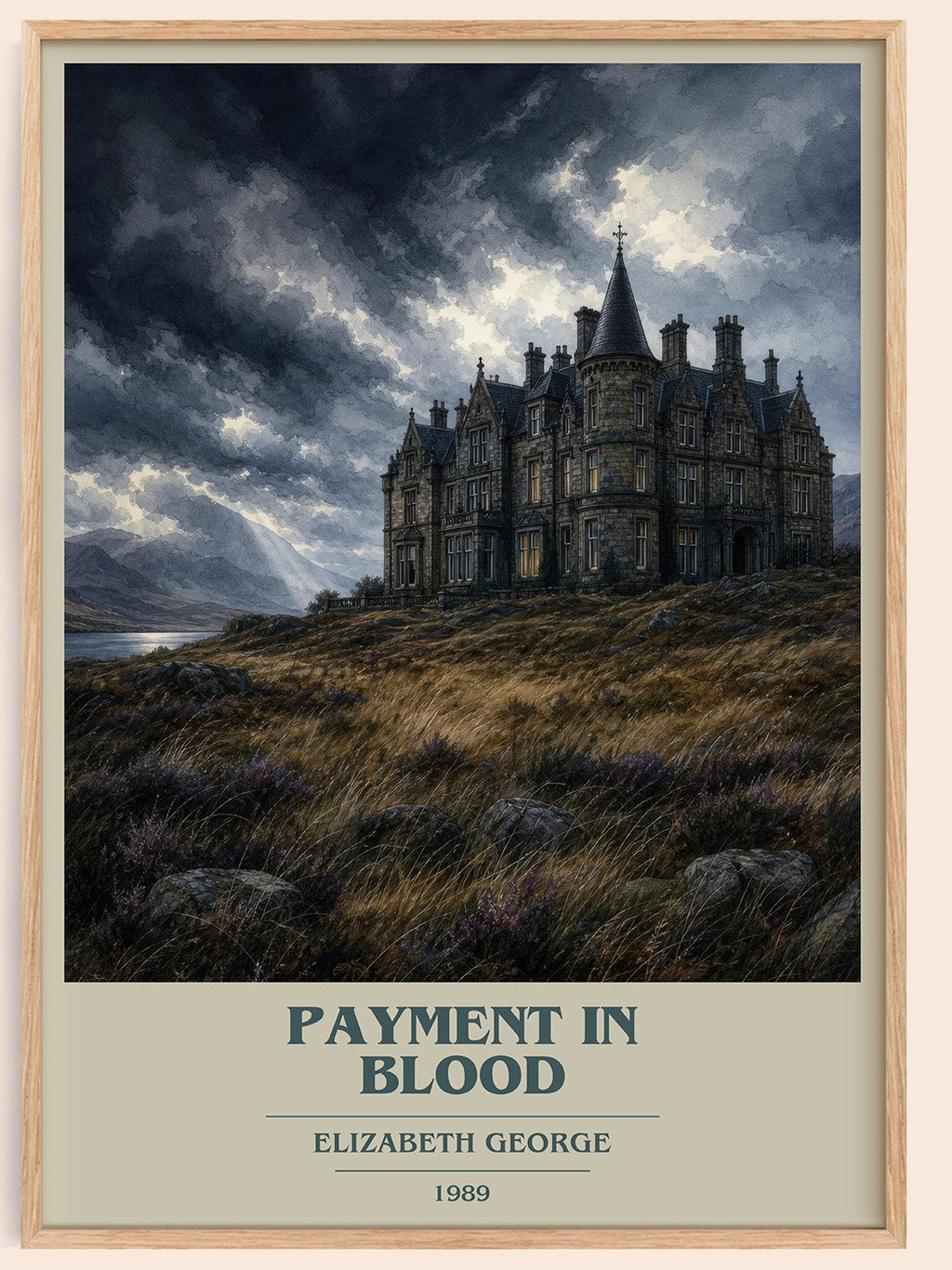 Payment in Blood book cover book poster by Elizabeth George – framed literary art print