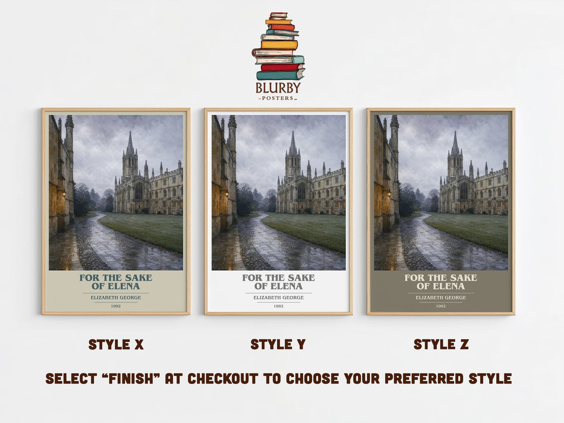 For the Sake of Elena book cover print in frame leaning in hallway – crime wall art (mockup)