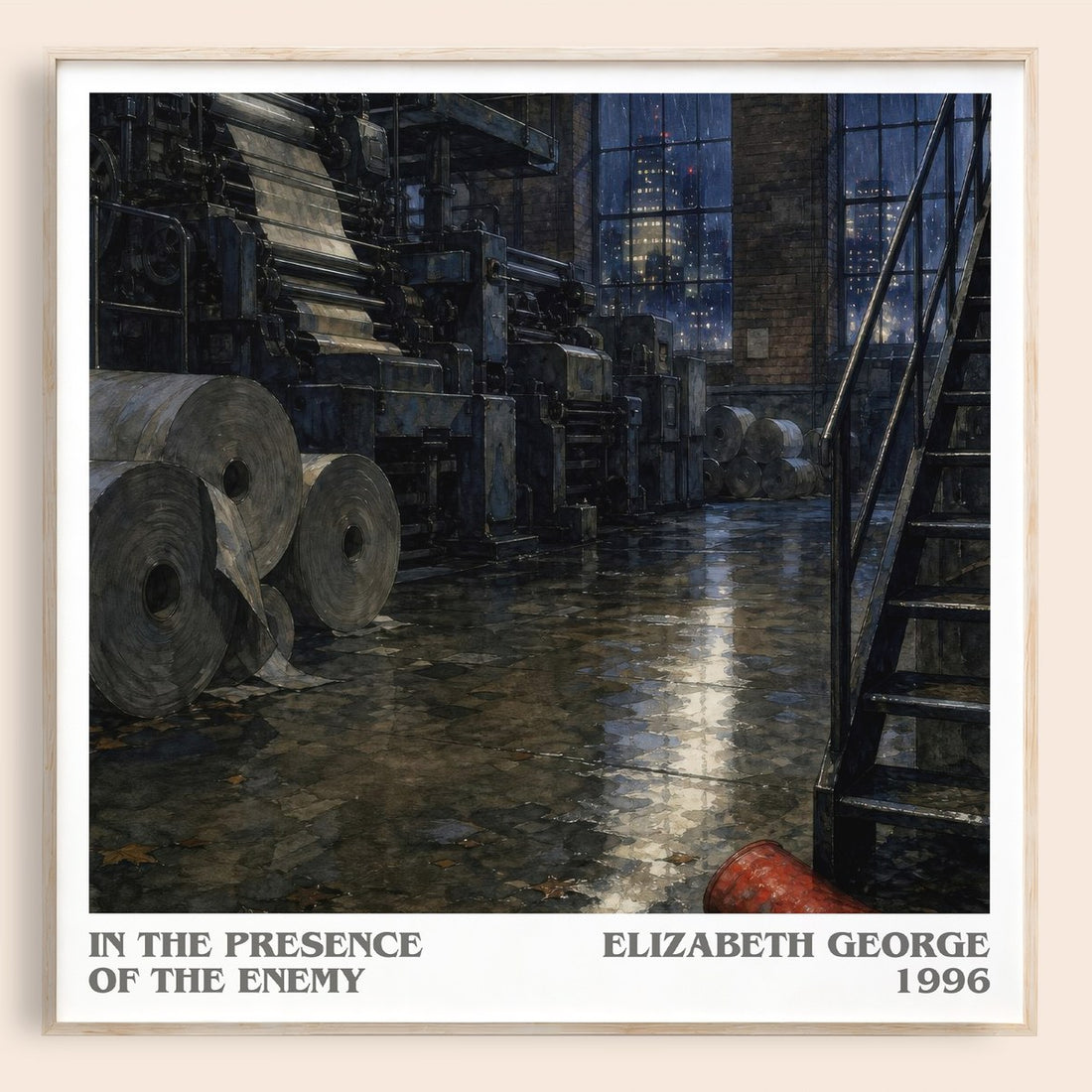 In the Presence of the Enemy literary book poster by Elizabeth George – framed literary art print