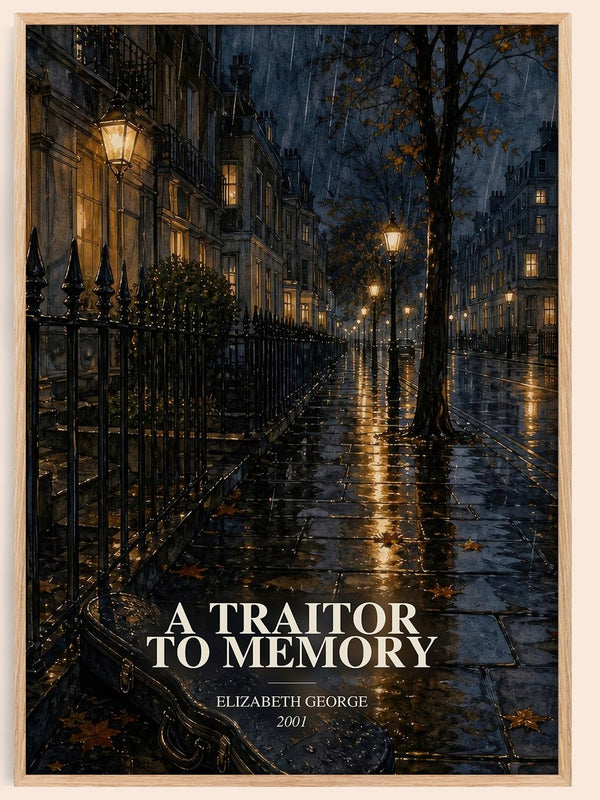 A Traitor to Memory watercolour book poster by Elizabeth George – framed literary art print