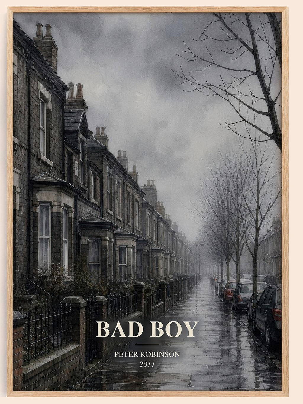 Bad Boy watercolour book poster by Peter Robinson – framed literary art print