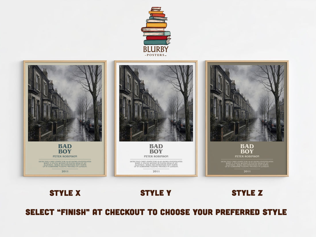 Bad Boy bookish print in frame leaning in hallway – memoir wall art (mockup)