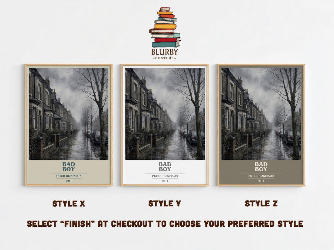 Bad Boy book cover print in frame leaning in hallway – memoir wall art (mockup)