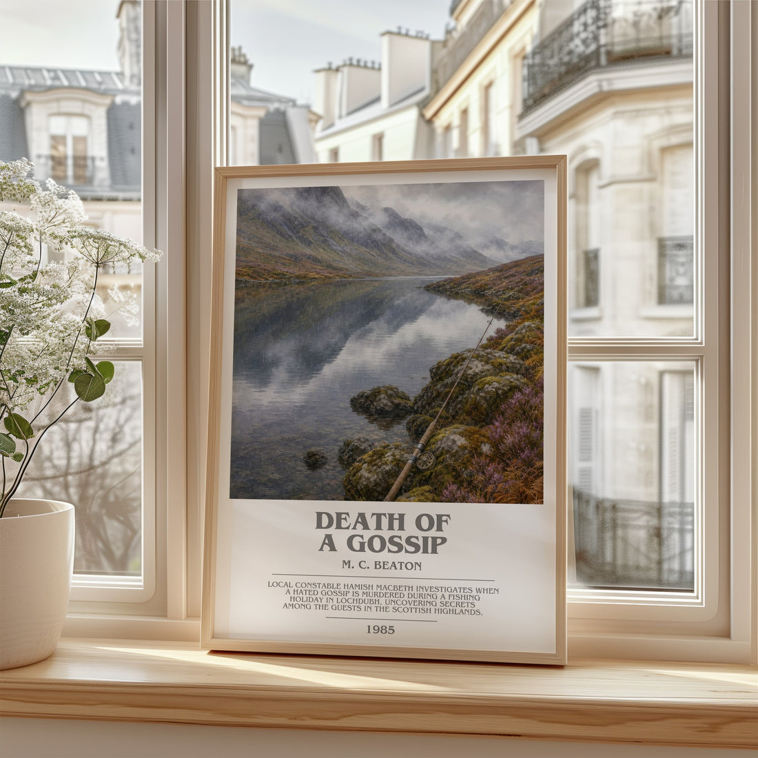 Death of a Gossip bookish poster colour and style options – M. C. Beaton book art