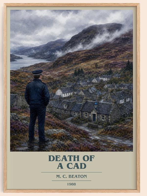 Death of a Cad book cover book poster by M. C. Beaton – framed literary art print