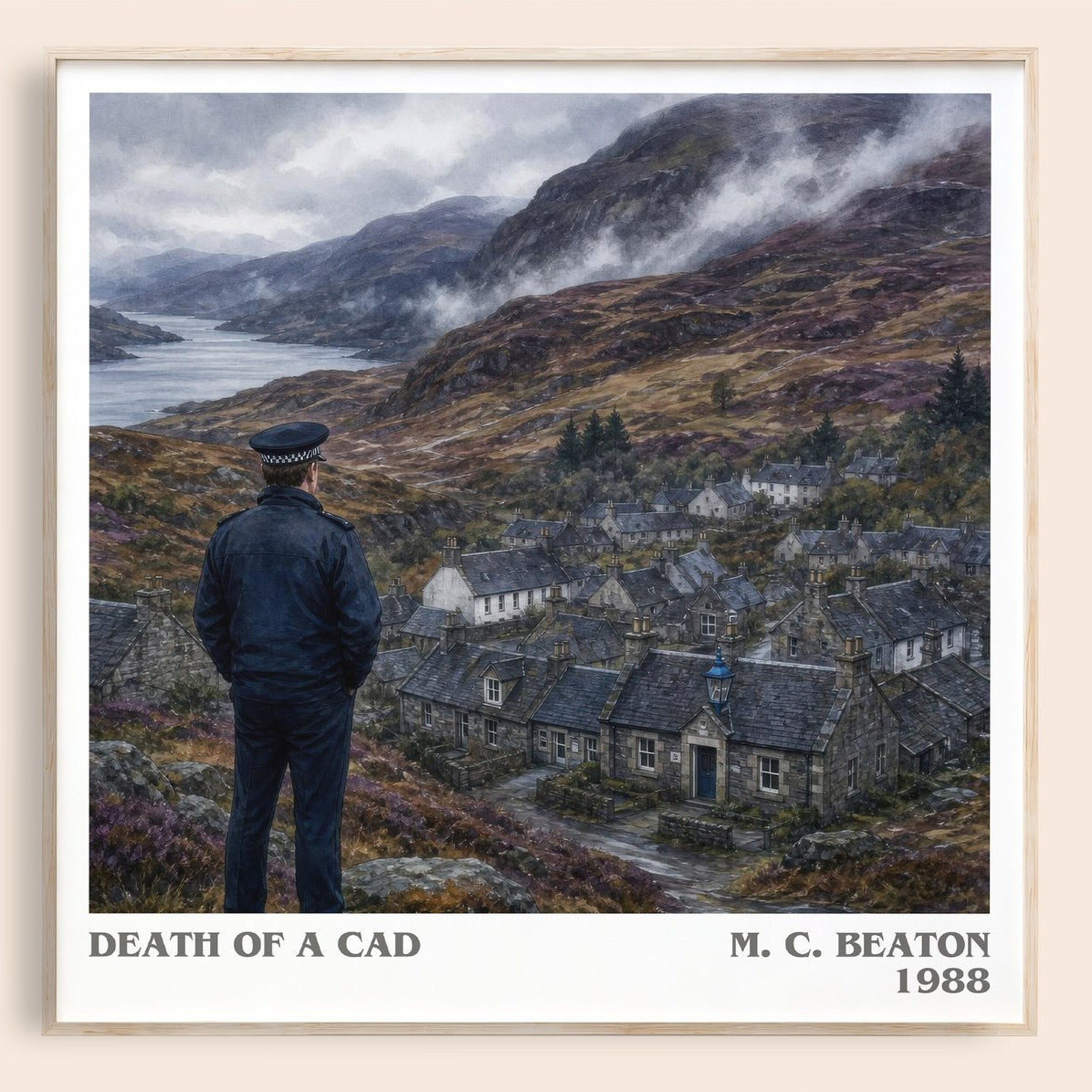 Death of a Cad literary book poster by M. C. Beaton – framed literary art print