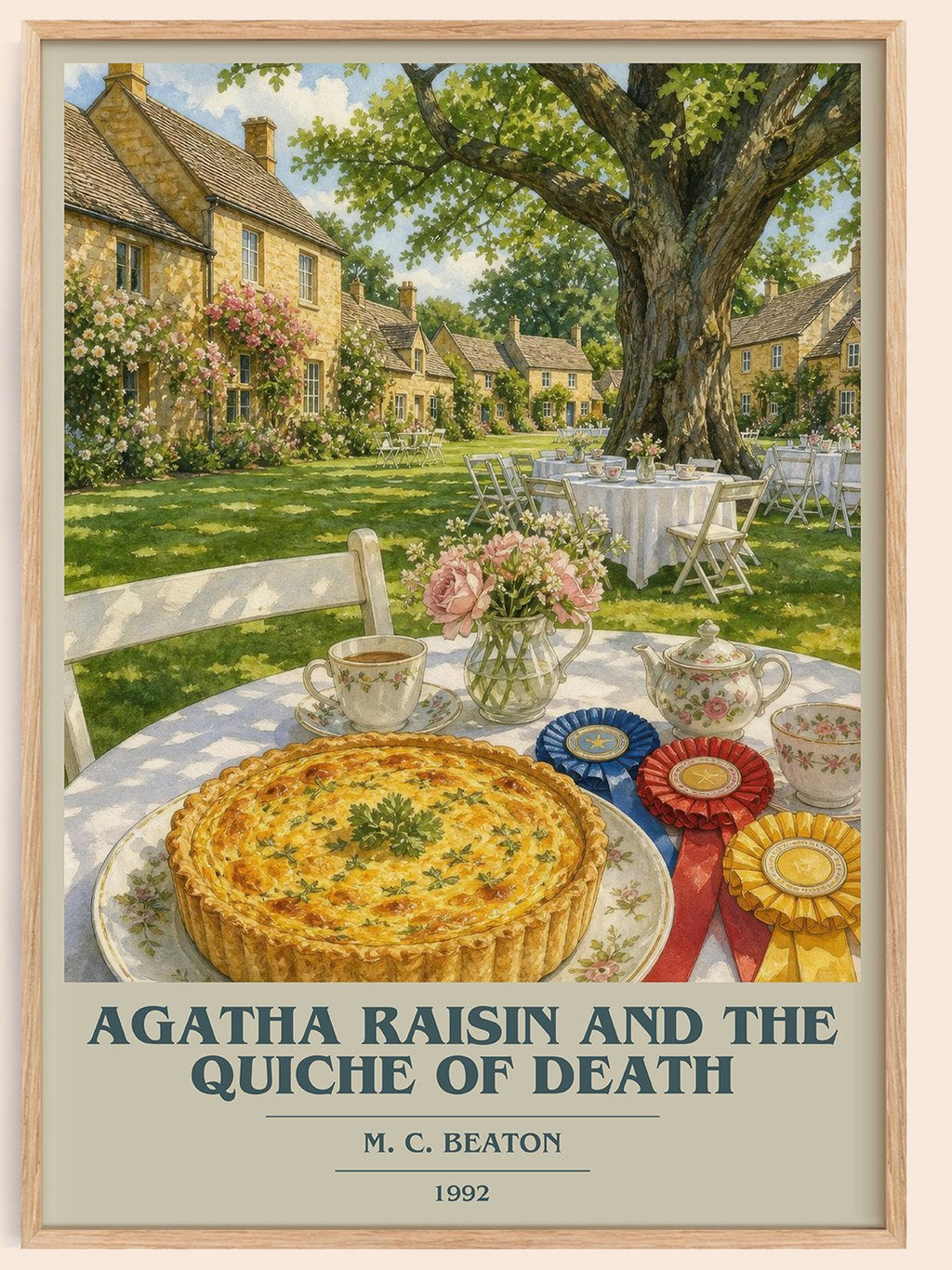 Agatha Raisin and the Quiche of Death book cover book poster by M. C. Beaton – framed literary art print