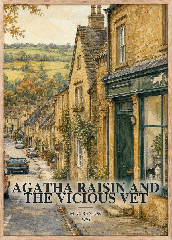 Agatha Raisin and the Vicious Vet Book Watercolour Illustration by M. C. Beaton