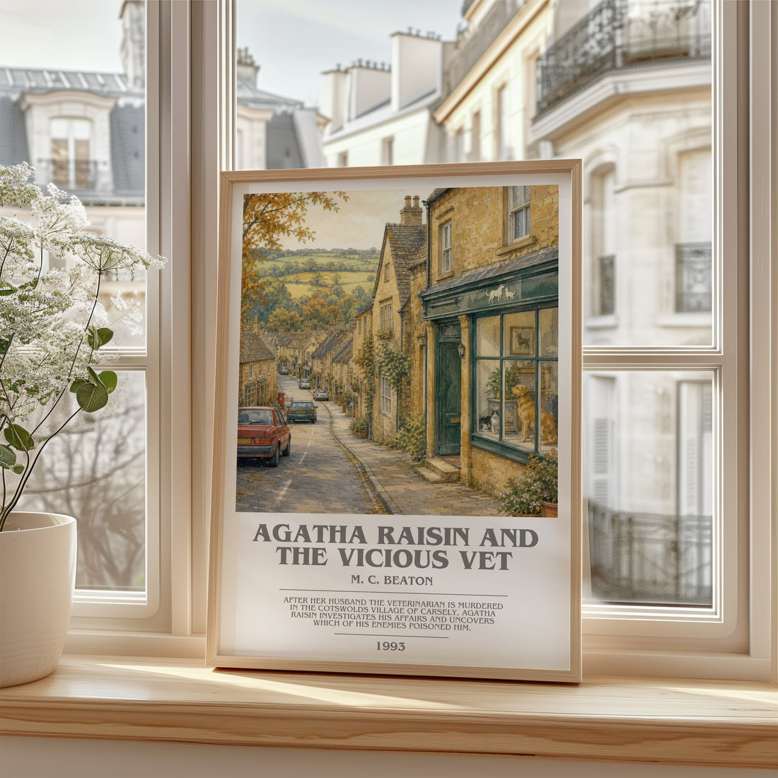 Agatha Raisin and the Vicious Vet bookish poster colour and style options – M. C. Beaton book art
