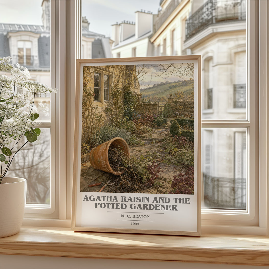 Agatha Raisin and the Potted Gardener book cover poster colour and style options – M. C. Beaton book art