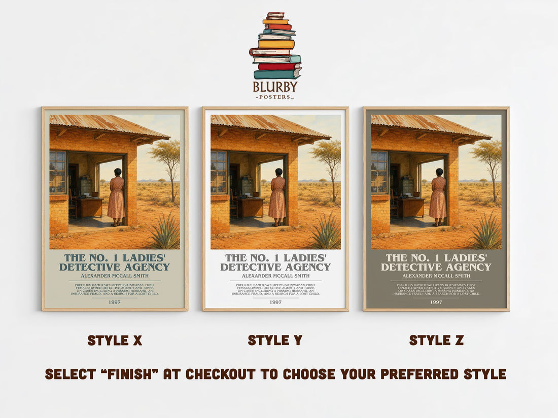 The No. 1 Ladies' Detective Agency bookish print in frame leaning in hallway – mystery wall art (mockup)