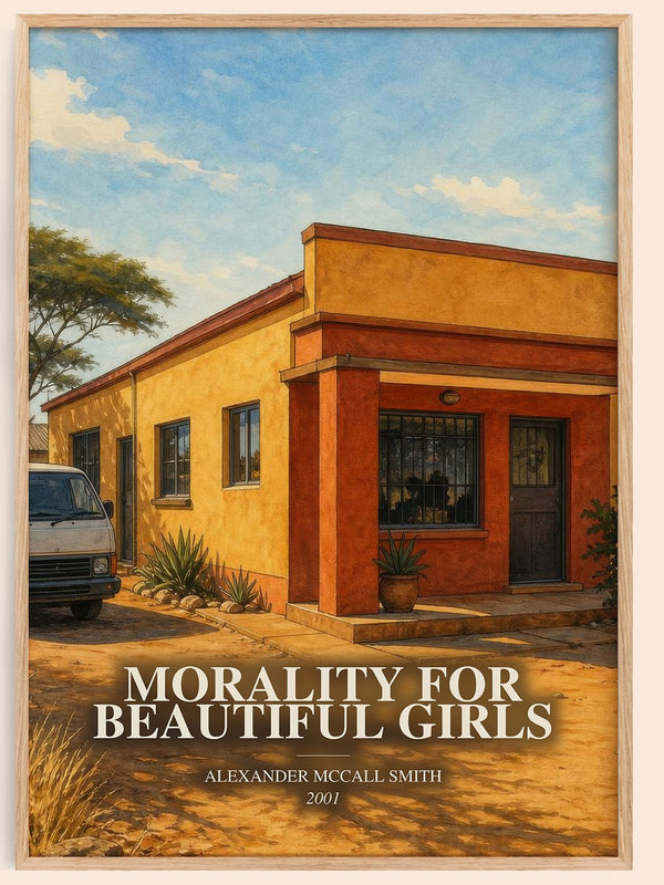 Morality for Beautiful Girls watercolour book poster by Alexander McCall Smith – framed literary art print