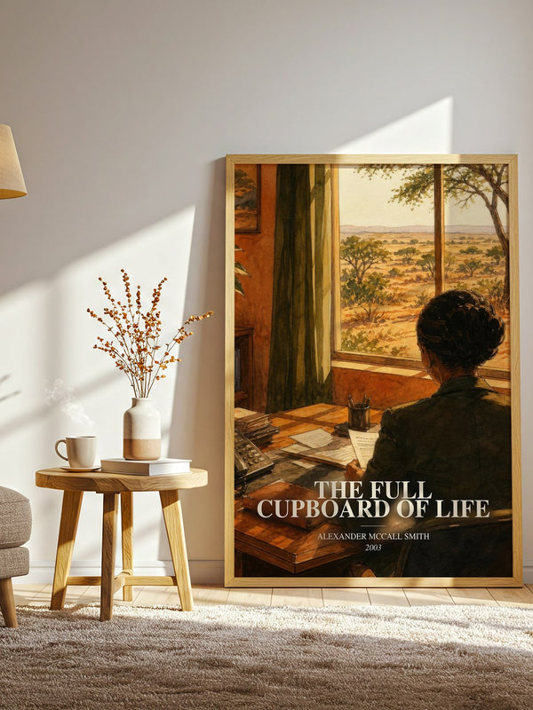 The Full Cupboard of Life watercolour print in frame leaning in hallway – mystery wall art