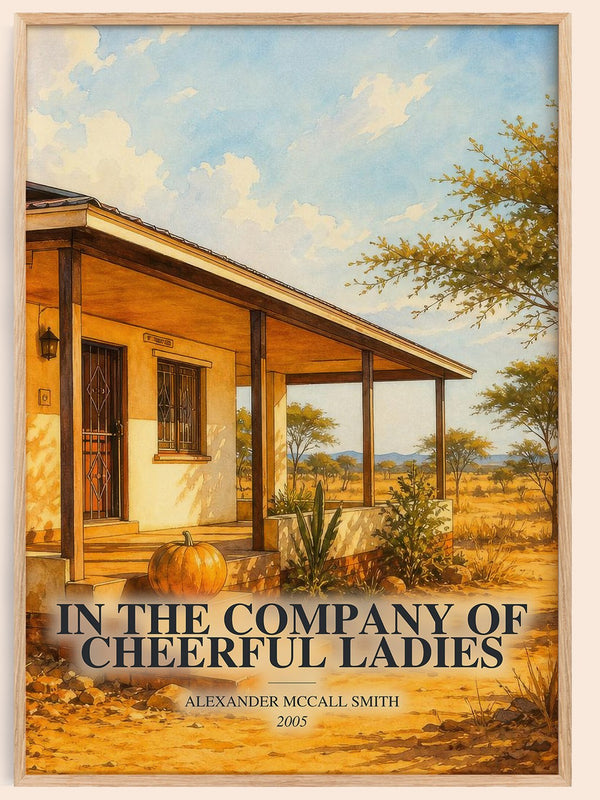 In the Company of Cheerful Ladies watercolour book poster by Alexander McCall Smith – framed literary art print