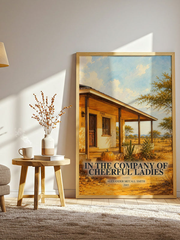 In the Company of Cheerful Ladies watercolour print in frame leaning in hallway – mystery wall art