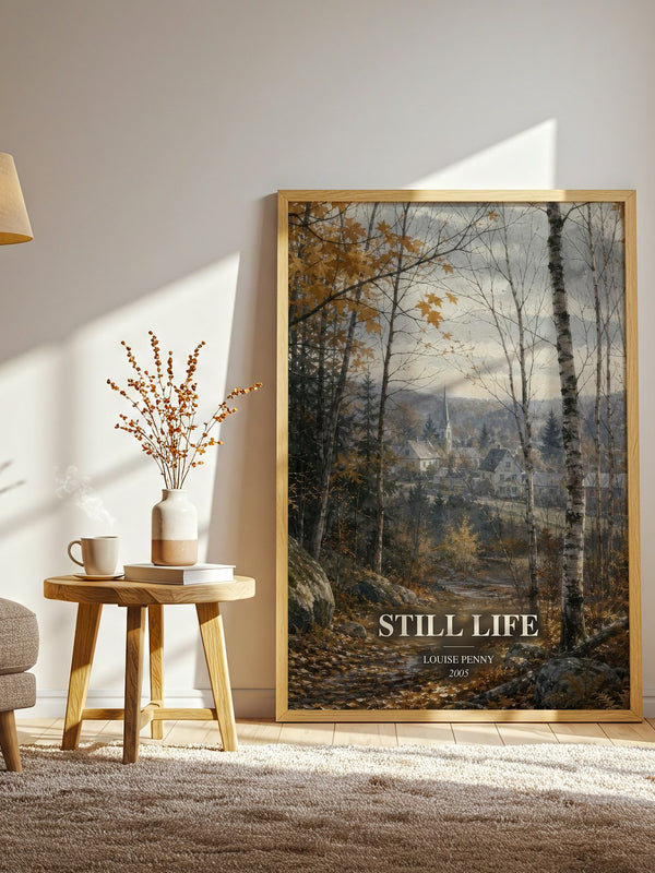 Still Life watercolour print in frame leaning in hallway – mystery wall art