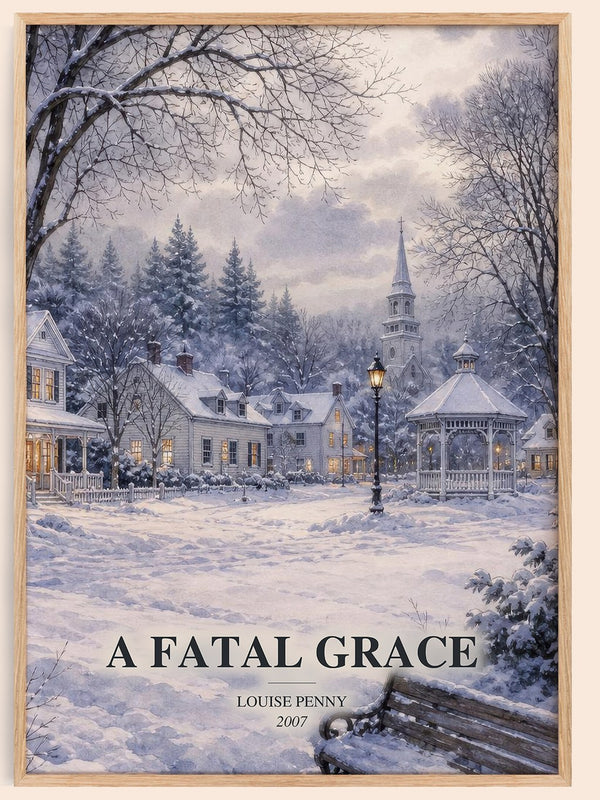 A Fatal Grace watercolour book poster by Louise Penny – framed literary art print