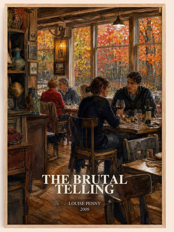 The Brutal Telling watercolour book poster by Louise Penny – framed literary art print